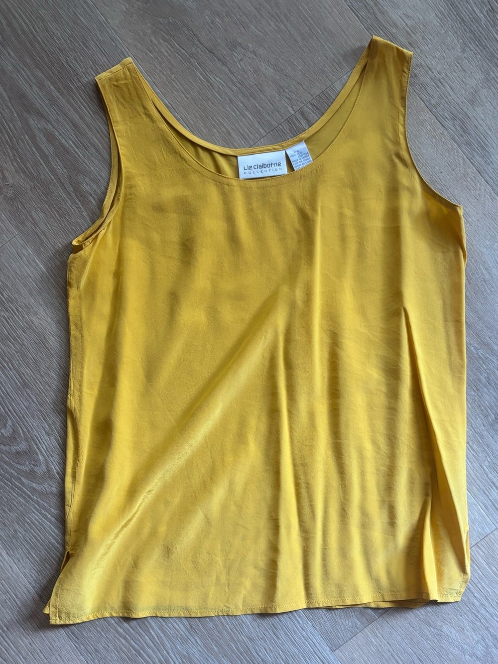 Claiborne silk Yellow Scoop Neck Tank Top